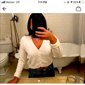 White brandy cropped cotton cardigan